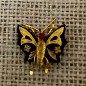Small Damascene Butterfly Brooch